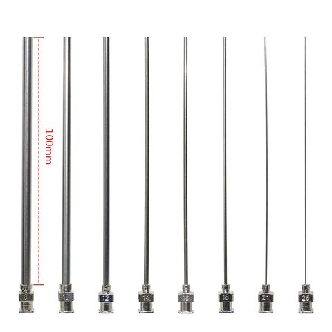 Lot de 2 aiguilles de distribution émoussées de 4 pouces de Long, pointe émoussée de 100mm en acier inoxydable, aiguille Luer Lock tout métal ► Photo 1/6