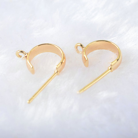 Boucles d'oreilles en laiton plaqué or, 10 pièces, 10MM, 11MM, 24K, clous à clous de haute qualité, bijoux à bricoler soi-même résultats ► Photo 1/6