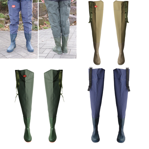 Bottes de pêche imperméables, cuissardes au dessus du genou, jambes épaisses, pantalon de pluie ► Photo 1/6