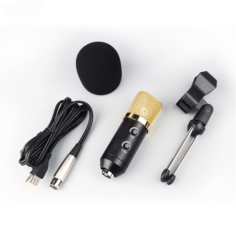 Microphone à condensateur pour ordinateur avec câble Audio 3.5mm, micro cardioïde de Studio avec support trépied et adaptateur Audio USB F100TL ► Photo 1/6