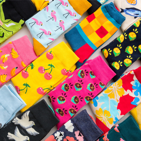 Chaussettes en coton peigné pour femmes, Tube Long, motif tête de requin, joyeuses pour hommes, nouveauté, chaussettes de Skateboard ► Photo 1/6