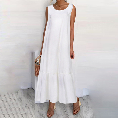 Celmia 2022 Maxi robe longue mode femmes été robe d'été coton volants décontracté en vrac sans manches fête Vestidos Mujer grande taille ► Photo 1/6