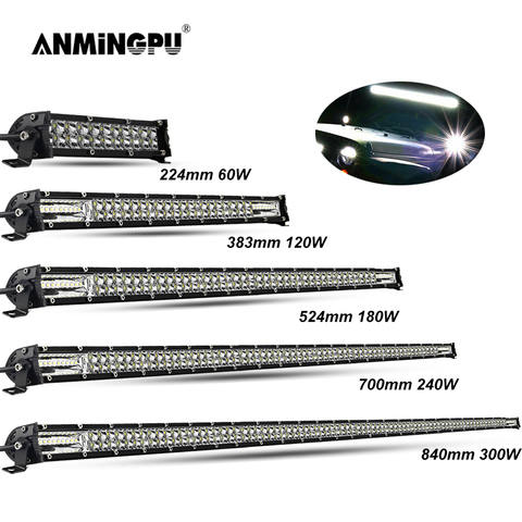 ANMINGPU-barre lumineuse de travail LED mince, pour camion combiné, capacité barre de LED 60W 120W 180W 240W, pour camion, pour 4X4 UAZ 4WD ATV, capacité lumière LED, 12V 24V ► Photo 1/6