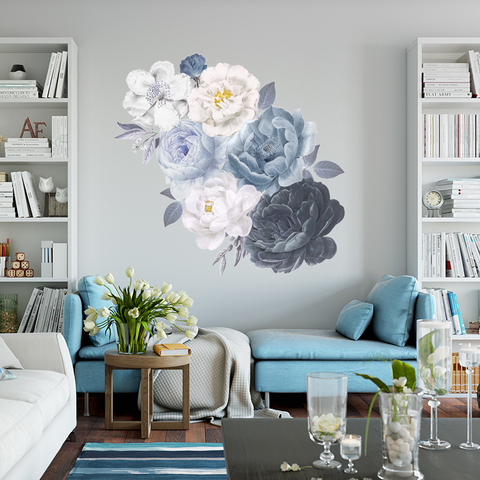 Aquarelle pivoine fleur Stickers muraux pour salon chambre lecture salle fond décor mural vinyle Stickers muraux décor à la maison ► Photo 1/6