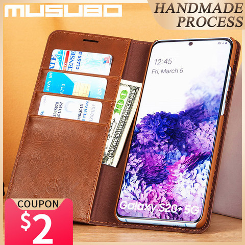 Musubo – Coque portefeuille de luxe en cuir véritable pour Samsung, étui à rabat pour cartes, S20 Ultra, S20 + 5G ► Photo 1/6