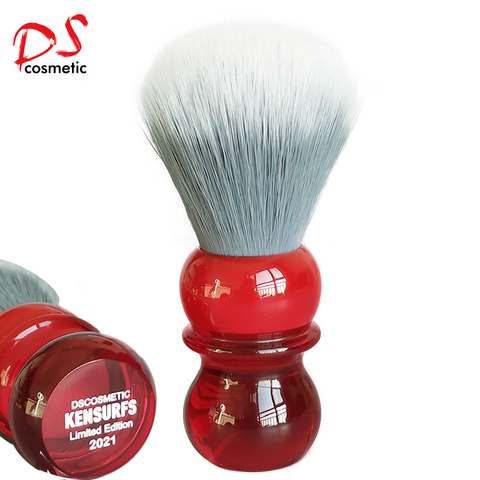 Dscosmetic Kensurfs – brosse de rasage pour hommes, poils synthétiques, doux, avec manche en résine rouge et gris, rasage humide ► Photo 1/6