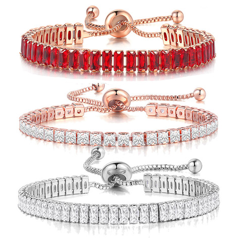 Bracelets de Tennis en zircone cubique, différentes tailles et couleurs, bijoux cadeaux de fête, vente en gros ► Photo 1/6