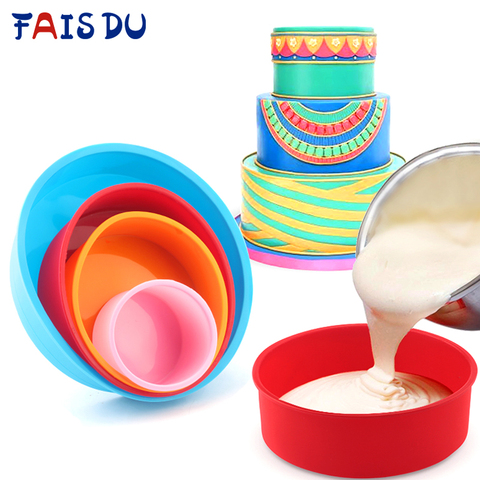 Moule à gâteau en Silicone de forme ronde, couleur aléatoire, ustensiles de cuisson, outils pour Desserts, Mousse à faire soi-même, 2/4 pièces ► Photo 1/6