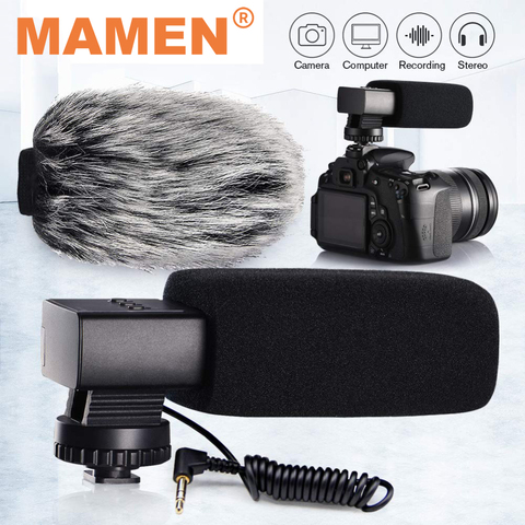 MAMEN-Microphone de caméra en alliage d'aluminium, Microphone d'enregistrement à condensateur, Microphone d'enregistrement 3.5mm pour appareil photo DSLR, Canon, Nikon, Vlog, Microfone ► Photo 1/6