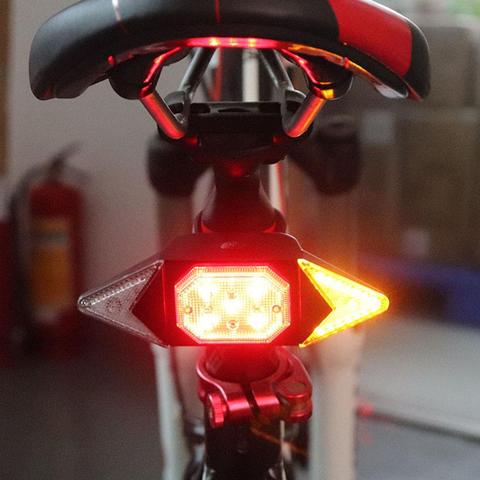 USB Rechargeable clignotant cyclisme feu arrière vélo lumière télécommande vélo accessoires pièces de rechange ► Photo 1/6
