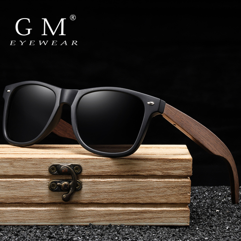 GM – lunettes de soleil en bois de noyer pour hommes et femmes, faites à la main, verres polarisés, Design Vintage, UV400 ► Photo 1/6