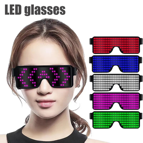 Lunettes de fête Led 11 Modes d'affichage, Flash rapide, recharge USB, lumineuses, jouet de décoration pour noël ► Photo 1/6