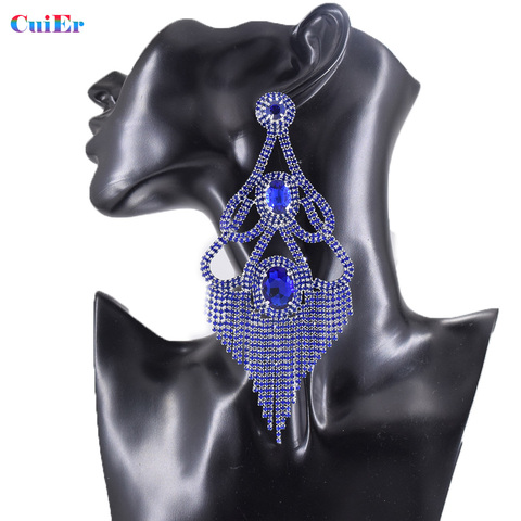 CUIER – boucles d'oreilles en forme de goutte d'eau pour femmes, 14cm, strass, Long gland, bijoux de mariage, cadeaux de fête, décoration de mariée ► Photo 1/6