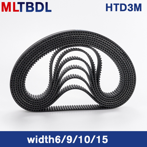 Ceinture de synchronisation HTD de 3M, 180/183/186/189/192/195/198/201mm 6/9/10/15mm de large, boucle en caoutchouc, lancement synchrone, 3mm ► Photo 1/6