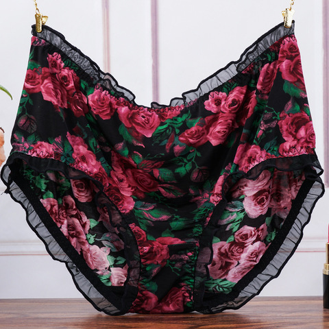 Grande taille taille haute femmes culottes imprimer léopard slips sous-vêtements dame Sexy dentelle volants sans couture grande taille caleçons Lingerie ► Photo 1/6