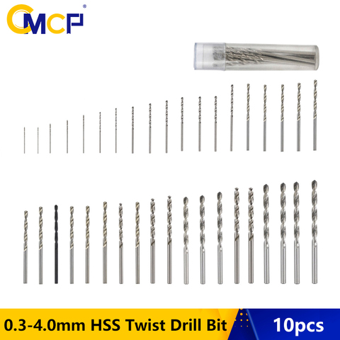 10 pièces 0.3-4.0mm HSS jeu de forets hélicoïdaux pour Dremel outil rotatif tige droite Mini foret ensemble d'outils à main ► Photo 1/6
