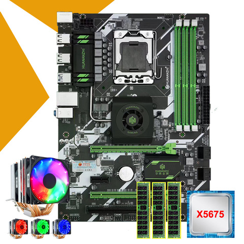 HUANANZHI X58 Deluxe carte mère Bundle en vente processeur Intel Xeon X5675 6 caloducs refroidisseur grande marque mémoire 24G(3*8G) RECC ► Photo 1/6