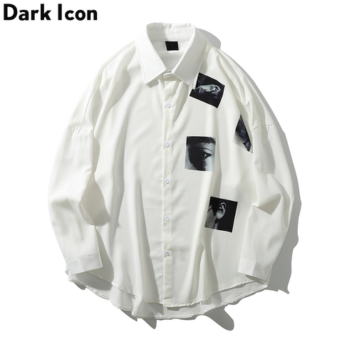 Dark Icon – chemises imprimées à col rabattu pour hommes, surdimensionnées, manches longues, Streetwear, à la mode ► Photo 1/1