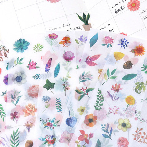 6 feuilles/paquet Kawaii Washi autocollants décoratifs étiquette Scrapbooking mignon baleine fleur filles papeterie autocollants bricolage journal Album ► Photo 1/6