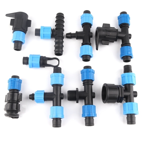 10 pièces 16mm Micro Irrigation goutte à goutte ruban connecteurs multiples verrouillés PE raccords de tuyauterie raccords filetés tuyau d'arrosage connecteur d'eau ► Photo 1/6