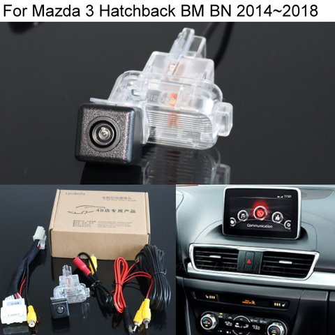 Jeux de caméras de vue arrière pour voitures, pour Mazda 3, pour hayon BM BN 2014, 2015, 2016, 2017, 2022, écran OEM, Compatible avec la sauvegarde de recul HD ► Photo 1/6