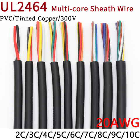 1M 20AWG UL2464 câble gainé canal ligne Audio 2 3 4 5 6 7 8 9 10 fils de contrôle de Signal de câble en cuivre souple isolé ► Photo 1/5