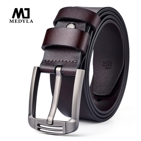 MEDYLA hommes ceinture vache en cuir véritable luxe sangle hommes ceintures pour hommes nouvelle mode Classice Vintage broche boucle en cuir ceinture ► Photo 1/6