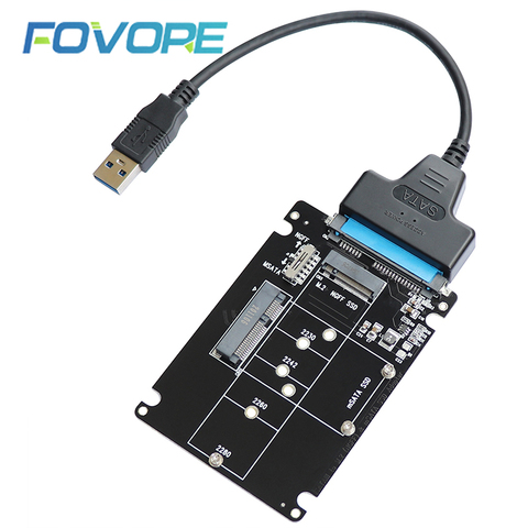 Adaptateur mSATA vers SATA m2 m key m.2 SSD vers SATA, carte adaptateur mSATA m.2 m2 NGFF vers USB pour disque dur SSD mSATA + M.2 2 2 en 1 ► Photo 1/6