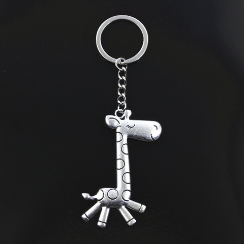 Porte-clés 66x36mm, pendentifs girafe cerf, bricolage pour hommes, couleur Bronze argent, cadeau Souvenir, porte-anneau ► Photo 1/5