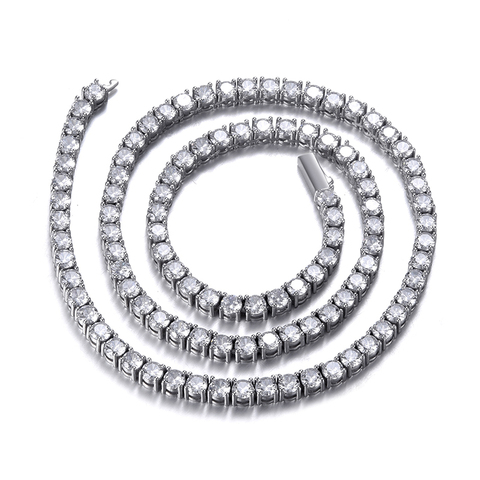 Hip Hop 1 rangée AAA CZ pierre 3/4/5/6MM Bling glacé couleur or argent 4 broches Tennis chaîne cubique Zircon collier pour hommes bijoux ► Photo 1/1