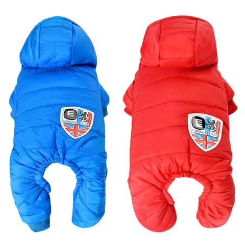 Manteau d'hiver chaud pour chiens, combinaison pour Chihuahua Teddy, Costume rouge/bleu à capuche, vestes pour chiots ► Photo 1/6