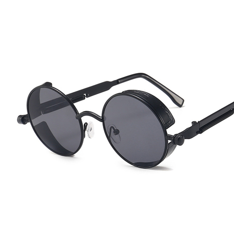 Classique gothique Steampunk lunettes de soleil femmes marque concepteur Vintage rond en métal cadre lunettes de soleil femme mâle haute qualité UV400 ► Photo 1/6