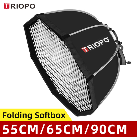 Triopo – boîte à lumière parapluie octogonale Portable Speedlite, 55cm 65cm 90cm 120cm + grille en nid d'abeille, boîte à lumière Flash d'extérieur pour Canon Godox ► Photo 1/6