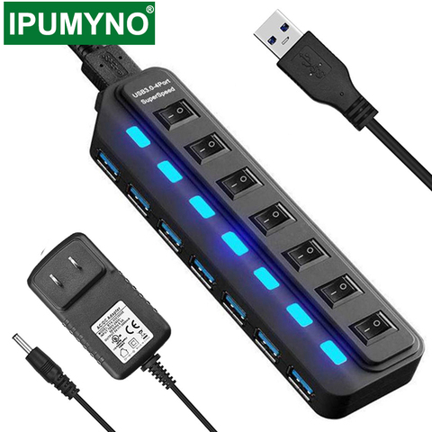 USB 3.0 HUB Multi 4 7 ports Usb séparateur avec adaptateur secteur pour Macbook Air Pro Xiaomi Pc ordinateur portable accessoires USB 3 Hab ► Photo 1/6