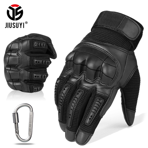 Gants tactiques en caoutchouc dur, complet, à écran tactile, gants militaires Paintball, en cuir PU, pour hommes, pour vélo, Airsoft ► Photo 1/6