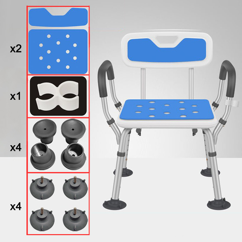 Chaises de bain antidérapantes réglables de siège de salle de bains de personnes âgées pour le tabouret de toilette de squat de personnes âgées pour la chaise spéciale de douche siège de chaise à la maison ► Photo 1/6