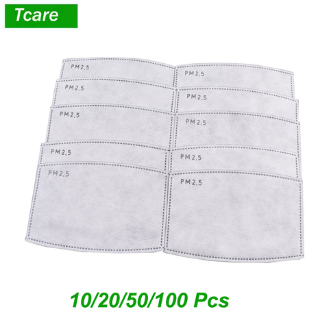 * Tcare 10 pièces/lot PM2.5 papier filtre à charbon actif pour adultes bouche masque soins de santé ► Photo 1/6