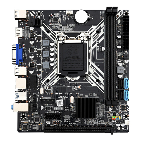 Carte mère H81 LGA 1150 pour ordinateur de bureau, processeur Xeon Intel I3/I5/I7, Socket LGA, mémoire DDR3, VGA ► Photo 1/6