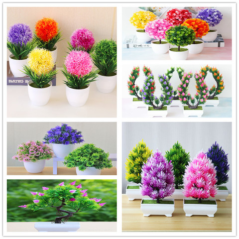 Plantes artificielles bonsaï, petit arbre, Simulation de fleurs, ornements en Pot pour maison, hôtel, bureau, décoration de jardin ► Photo 1/6