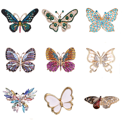 Broches papillon colorées, strass en métal, broche découpée, épingles pour animaux, Banquet, mariage, Bouquet, cadeaux, mode ► Photo 1/6