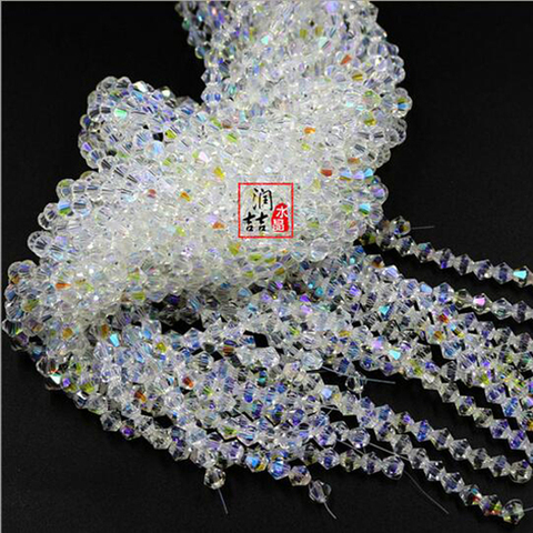 Perles en cristal d'autriche Bicone 4mm, 1000 pièces exquises pour le marquage de bijoux collier et Bracelet AB blanc, vente en gros ► Photo 1/3
