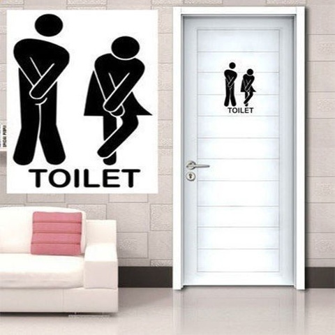 Nouvellement toilette porte bâton homme/femmes Stickers muraux vinyle Stickers décoration signe Art mode décor CLA88 ► Photo 1/5