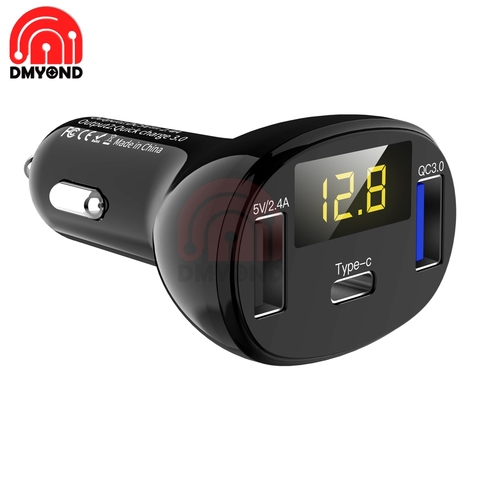 QC3.0 QC Type C PD DC 12V USB Type multi-volts voltmètre moniteur double USB voltmètre numérique affichage pour voiture chargement rapide ► Photo 1/6