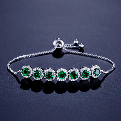 2022 nouveau à la mode vert rond couleur CZ bracelet bracelet pour les femmes anniversaire cadeau bijoux en gros S5243 ► Photo 1/3