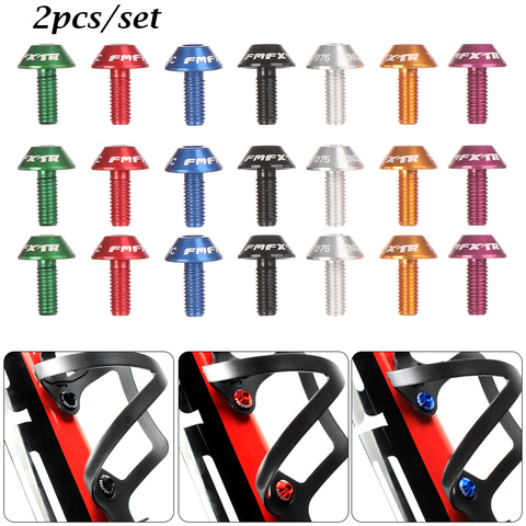 2 pièces/ensemble coloré VTT porte-bouteille d'eau Cage vis boulons en alliage d'aluminium Durable M5x12mm vis vélo accessoires ► Photo 1/6