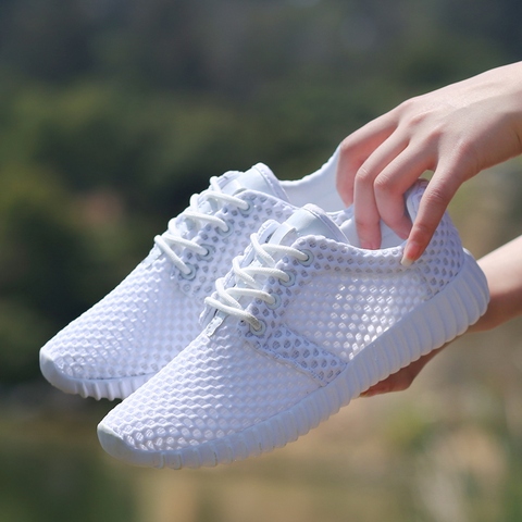 Baskets en maille pour femmes, chaussures plates légères qui respirent, chaussures plates de grande taille, nouvelle collection 2022 ► Photo 1/6