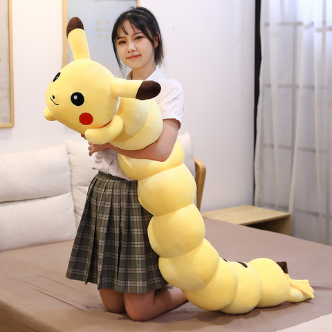 Très longue Pikachued grande taille elfe en peluche poupée Kawaii peluche jouet Anime dessin animé oreiller jaune décoration cadeau de noël pour les enfants ► Photo 1/6