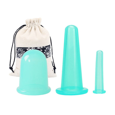 Ventouses de Massage en Silicone, ventouses anti-cellulite, bocaux de 3 pièces, soulage les douleurs du visage et du corps ► Photo 1/6