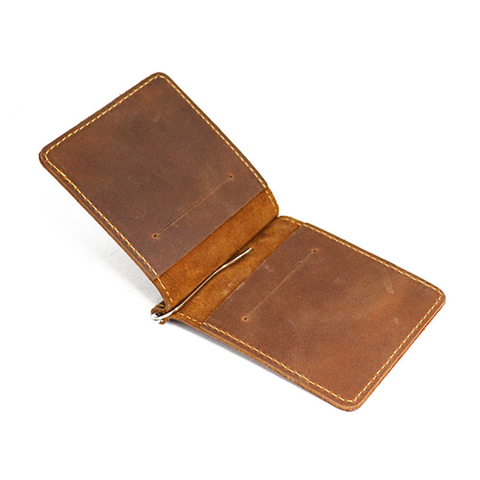 Portefeuille en cuir véritable pour hommes, fait à la main, pince à billets pour hommes, court, pliable, Slim ► Photo 1/6