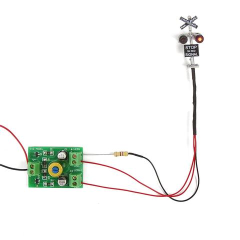 1 unité N échelle modèle signaux de croisement de chemin de fer tête de LED 1:160 modèle trafic Singal et Circuit imprimé clignotant JTD150RP ► Photo 1/6